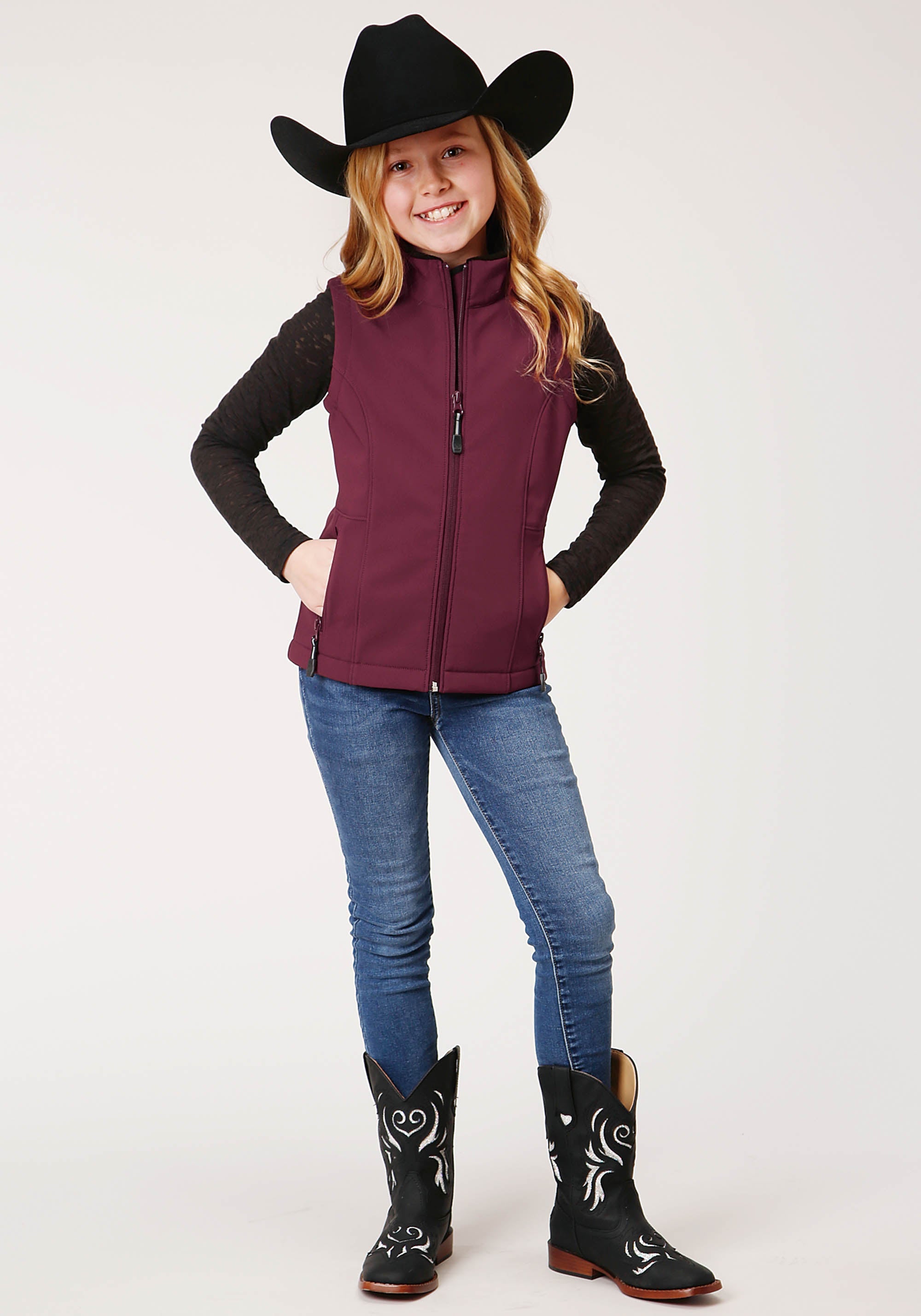 Roper Girls Wine Softshell Tech Vest - Flyclothing LLC