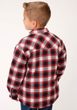 Roper Boys Long Sleeve Snap Cranberry Plaid Western Shirt Jacket