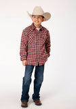 Roper Boys Long Sleeve Snap Cranberry Plaid Western Shirt Jacket - Flyclothing LLC