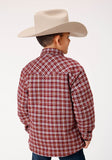 Roper Boys Long Sleeve Snap Cranberry Plaid Western Shirt Jacket - Flyclothing LLC