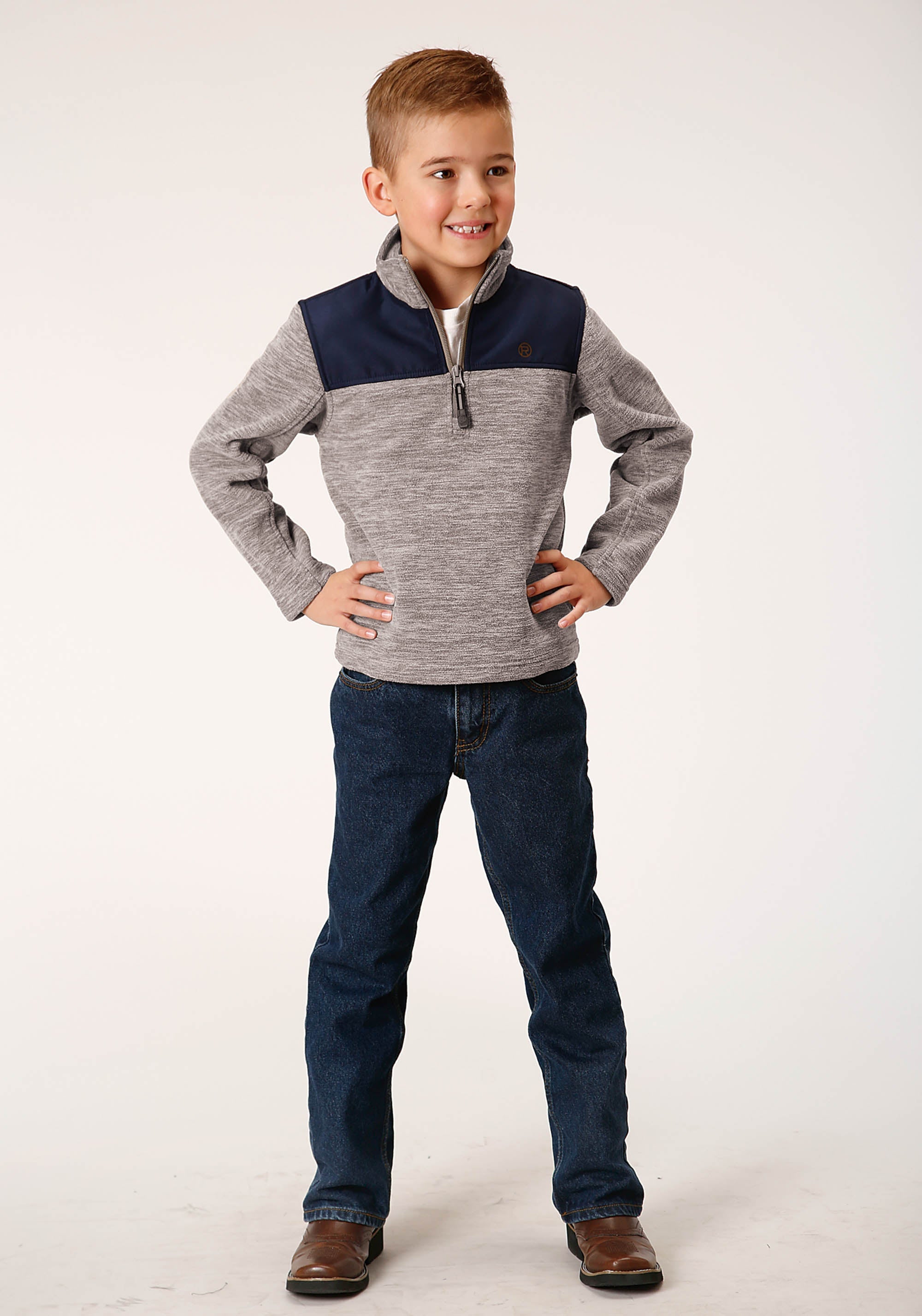 Roper Boys Polar Fleece Brown Pullover - Flyclothing LLC