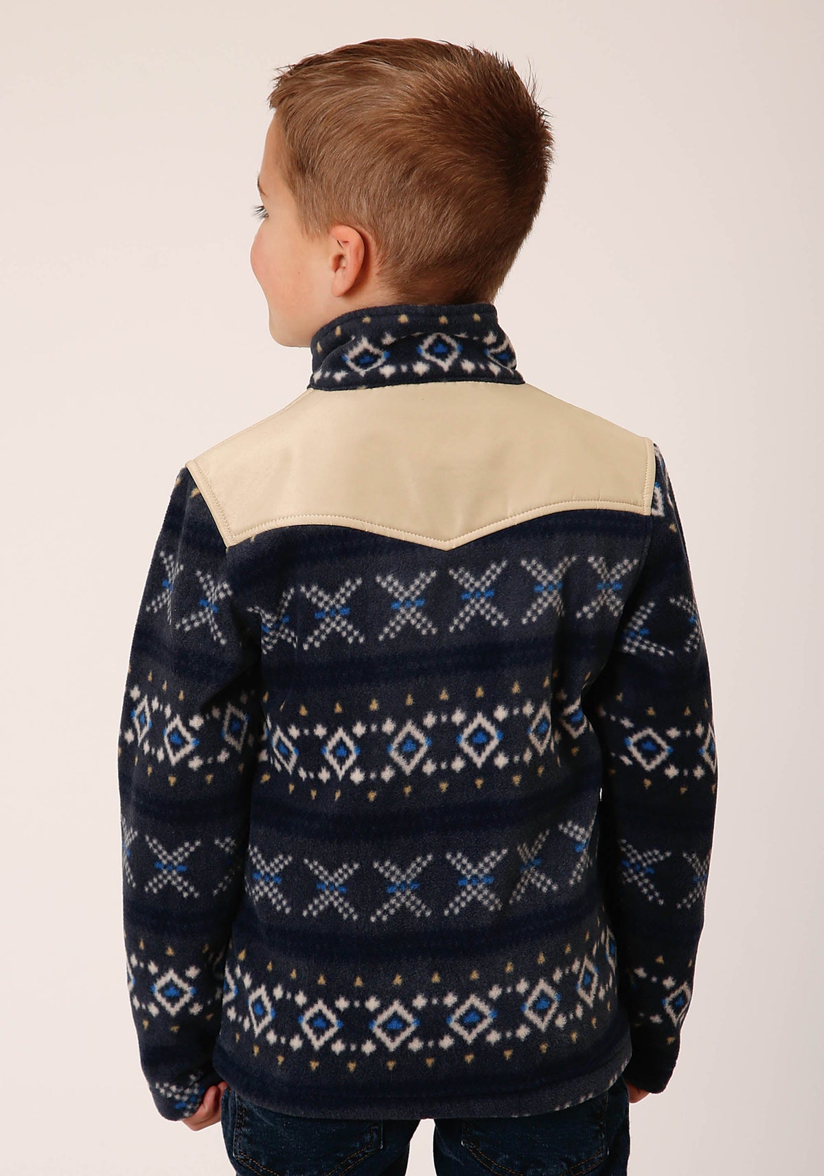 Roper Boys Polar Fleece Navy Aztec Print Pullover - Flyclothing LLC