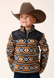 Roper Boys Polar Fleece Orange Aztec Print Pullover