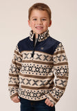 Roper Boys Polar Fleece Cream Aztec Print Pullover