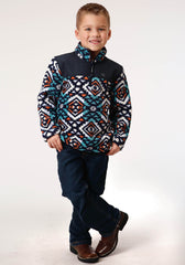 Roper Boys Polar Fleece Navy Aztec Printed Pullover - Flyclothing LLC