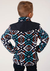 Roper Boys Polar Fleece Navy Aztec Printed Pullover - Flyclothing LLC