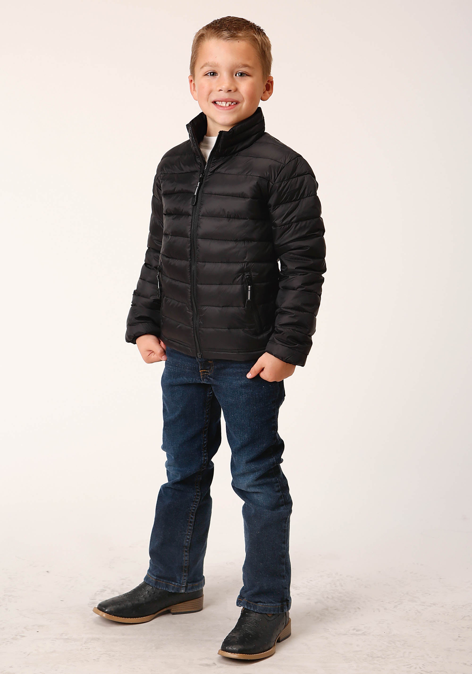 Roper Boys Black Nylon Parachute Down Jacket