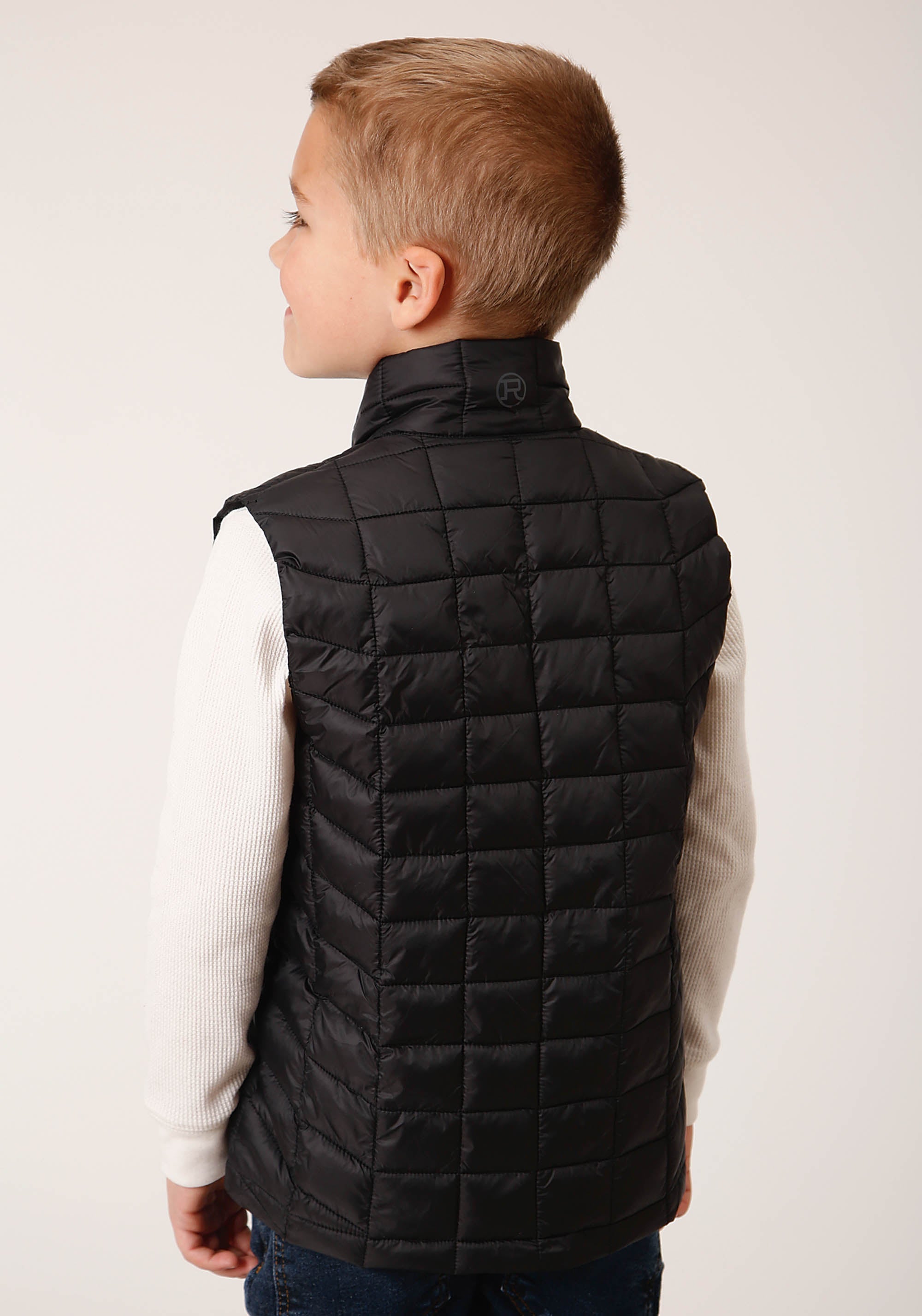 Roper Boys Black Nylon Parachute Down Vest