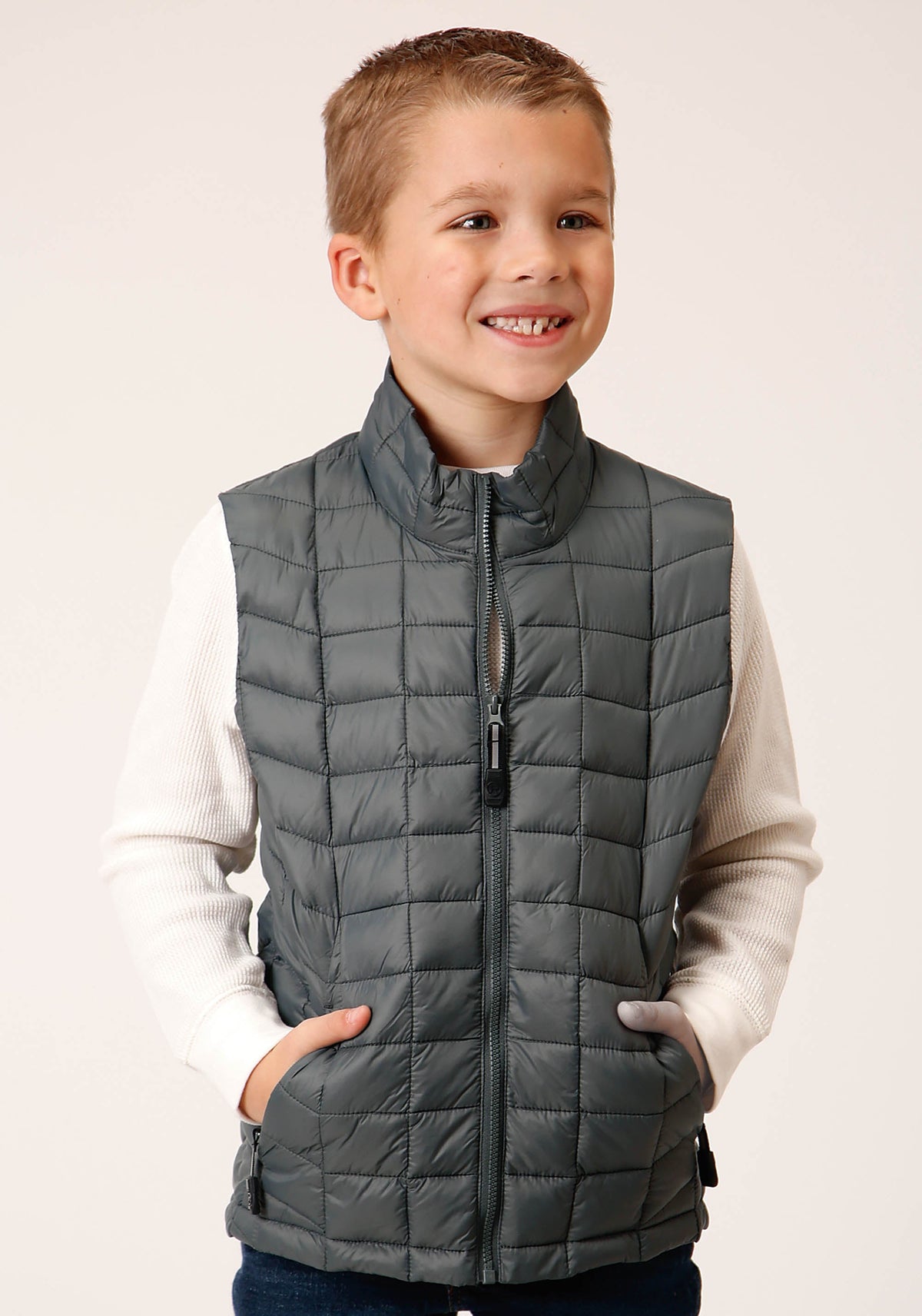 Roper Boys Silver Sage Nylon Parachute Down Vest