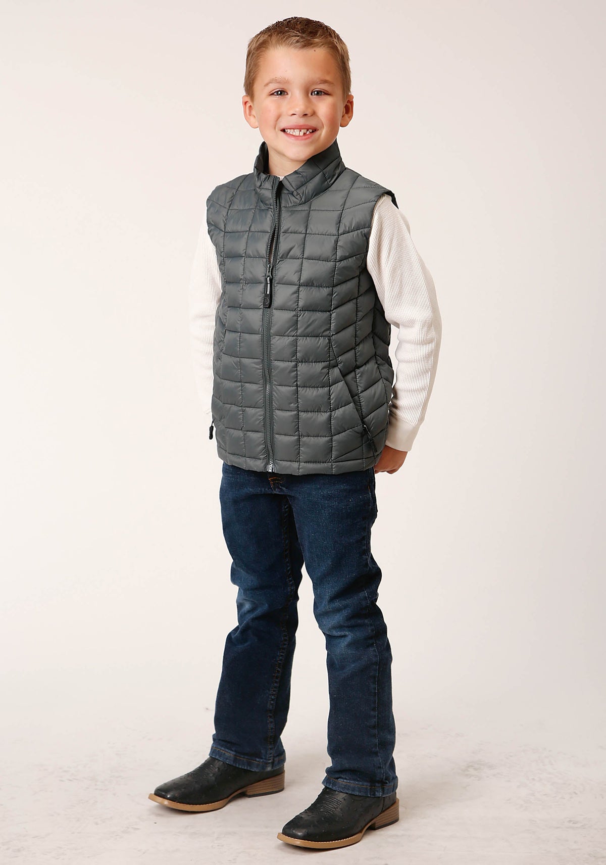 Roper Boys Silver Sage Nylon Parachute Down Vest - Flyclothing LLC