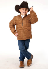 Roper Boys Caramel Boy's Outerwear Poly Filled Western Jacket - Flyclothing LLC