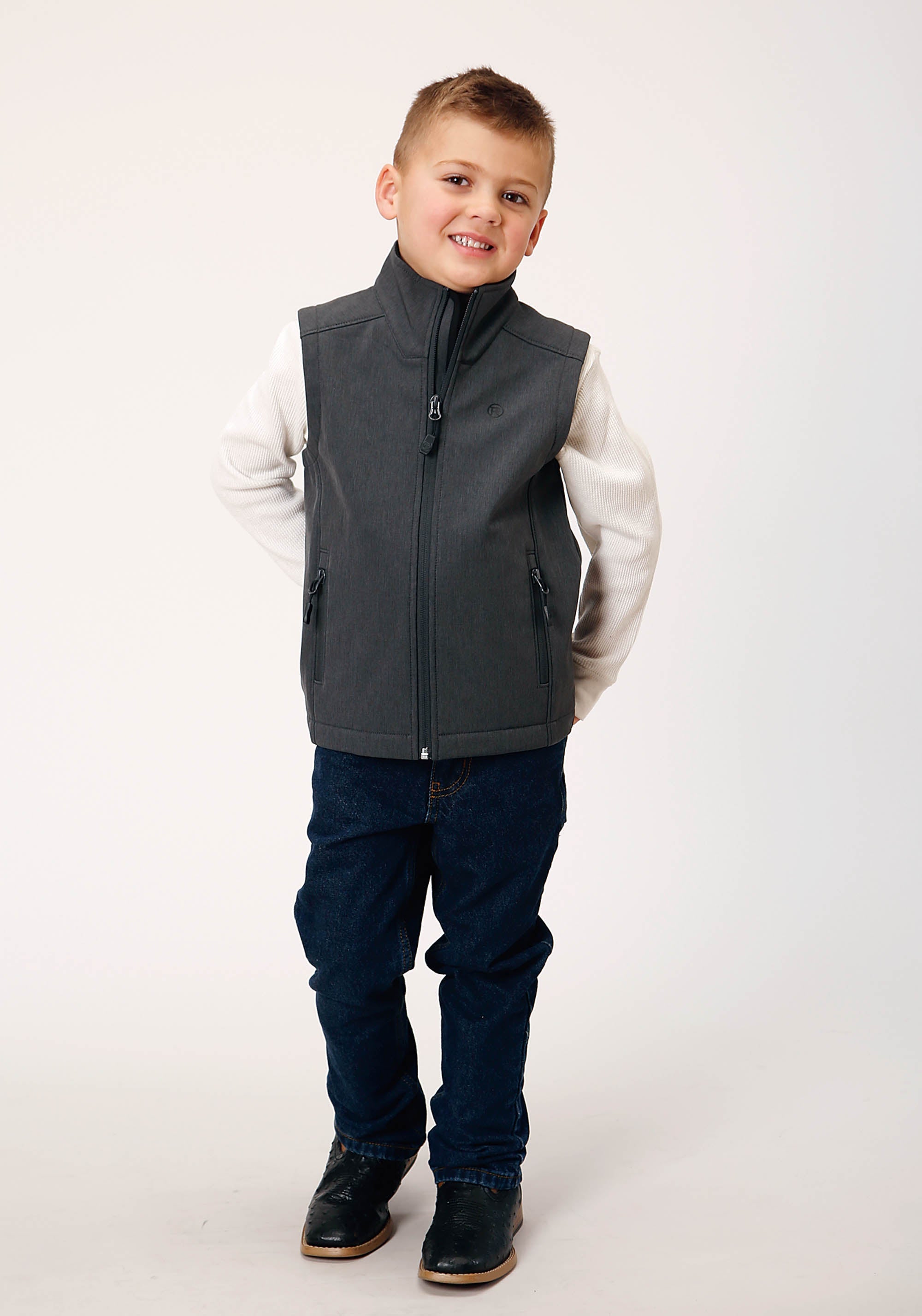 Roper Boys Heather Grey Soft Shell Tech Vest - Flyclothing LLC