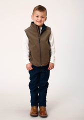 Roper Boys Heather Mocha Soft Shell Tech Vest