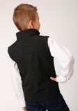 Roper Boys Black Softshell With Black Fleece Lining Zip Front Vest - Flyclothing LLC