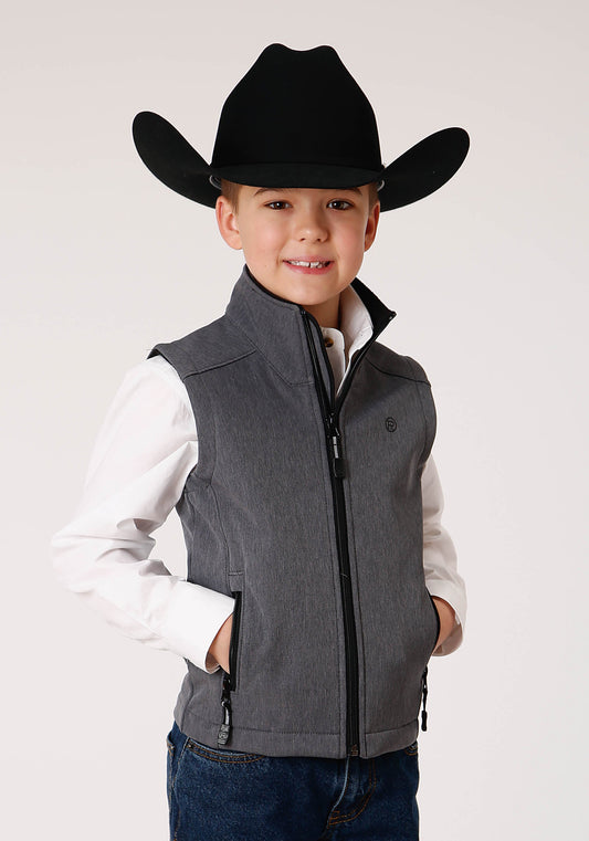 Roper Boys Heathered Grey Softshell Tech Vest