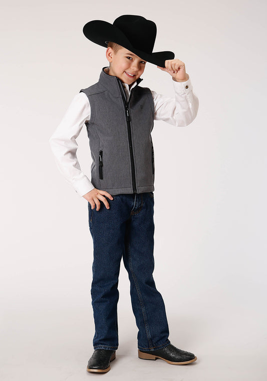 Roper Boys Heathered Grey Softshell Tech Vest - Flyclothing LLC