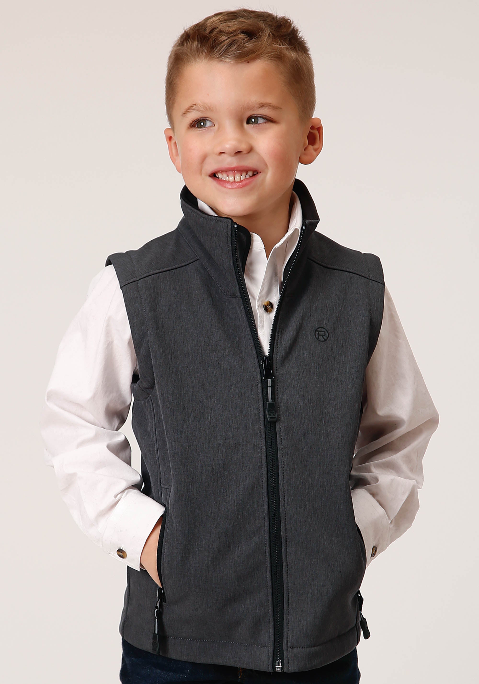 Roper Boys Heather Grey Soft Shell Tech Vest