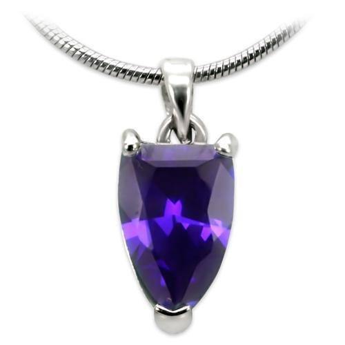 draft High-Polished Brass Chain Pendant with AAA Grade CZ in Amethyst - Flyclothing LLC