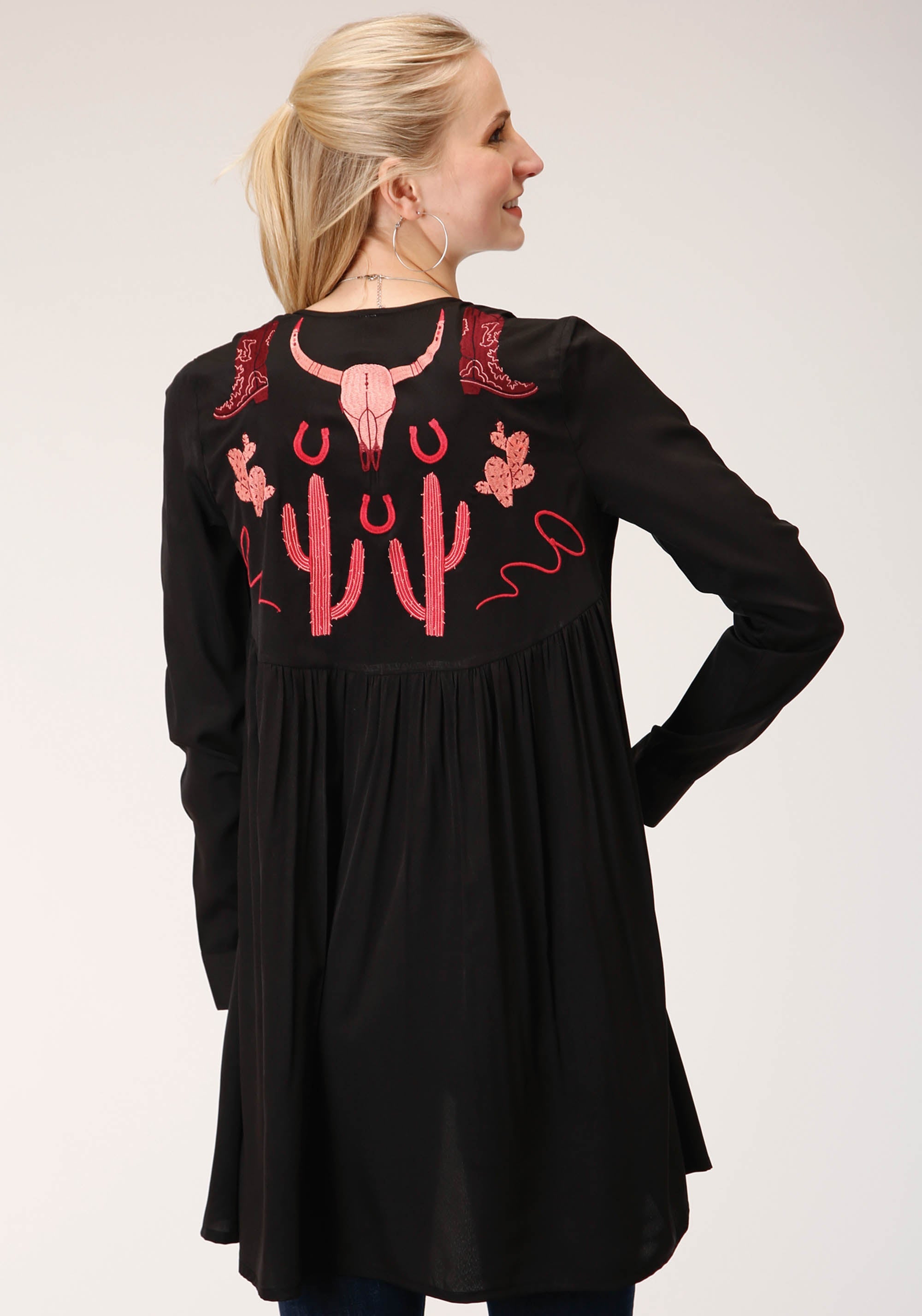 Roper Womens Poly Crepe Long Sleeve Cardigan - Flyclothing LLC