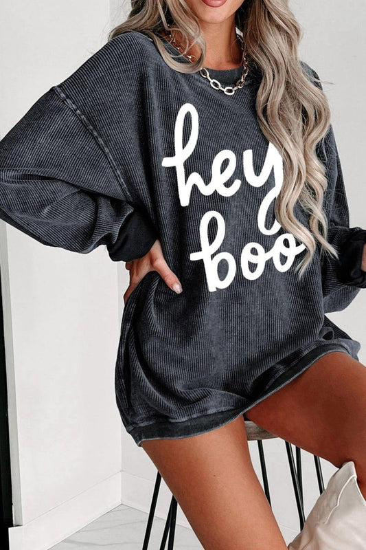 Round Neck Dropped Shoulder Graphic Sweatshirt - Trendsi