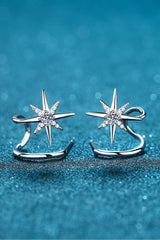 Moissanite Star Rhodium-Plated Earrings - Flyclothing LLC