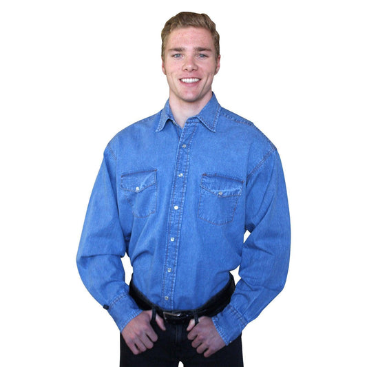 Rockmount Ranch Wear Mens Stonewashed Denim Western Shirt - Rockmount Clothing