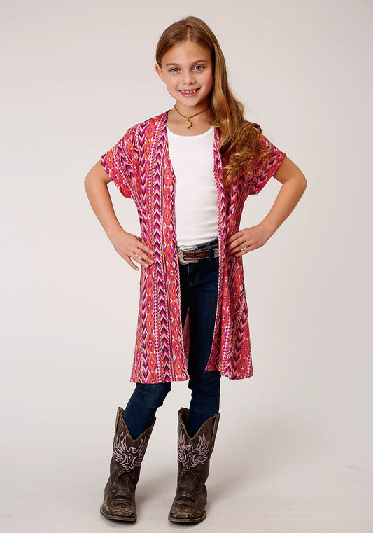 Roper Girls Aztec Print Short Sleeve Cardigan