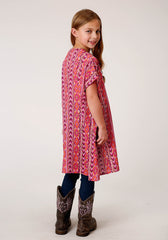 Roper Girls Aztec Print Short Sleeve Cardigan - Roper