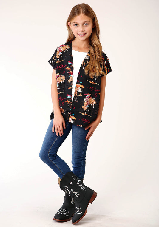 Roper Girls Retro Rodeo Print Cardigan - Flyclothing LLC