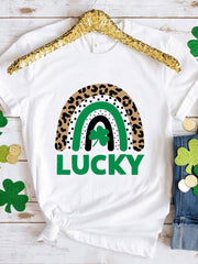 LUCKY Round Neck Short Sleeve T-Shirt - Flyclothing LLC