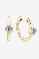 18k Gold-Plated Inlaid Moissanite Huggie Earrings - Trendsi