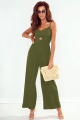 Smocked Spaghetti Strap Wide Leg Jumpsuit - Flyclothing LLC