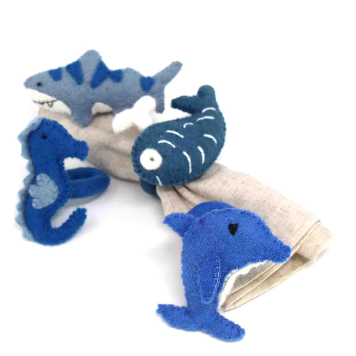 Nautical Shark, Whale & Seahorse Felt Napkin Rings, Set of 4 - Flyclothing LLC