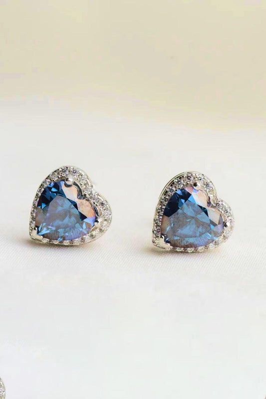 4 Carat Moissanite Heart-Shaped Stud Earrings - Flyclothing LLC