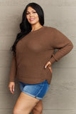 Zenana Breezy Days Plus Size High Low Waffle Knit Sweater - Flyclothing LLC