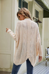 Mixed Knit Open Front Dolman Sleeve Cardigan - Flyclothing LLC