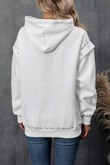 Drawstring Kangaroo Pocket Dropped Shoulder Hoodie - Trendsi