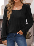 Square Neck Long Sleeve Top - Flyclothing LLC