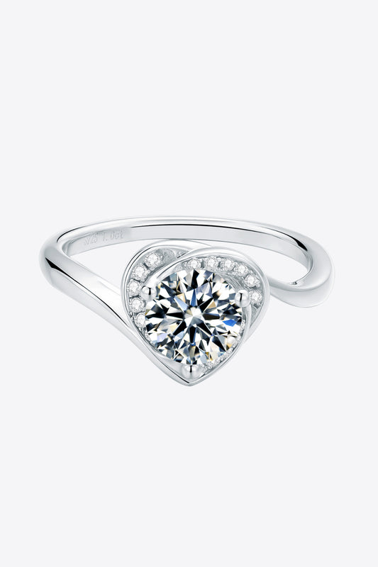 1 Carat Moissanite 925 Sterling Silver Heart Ring - Flyclothing LLC