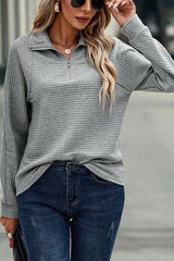 Half Zip Collared Neck Sweatshirt - Flyclothing LLC