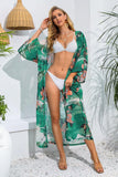 Floral Tie Waist Duster Cover Up - Flyclothing LLC