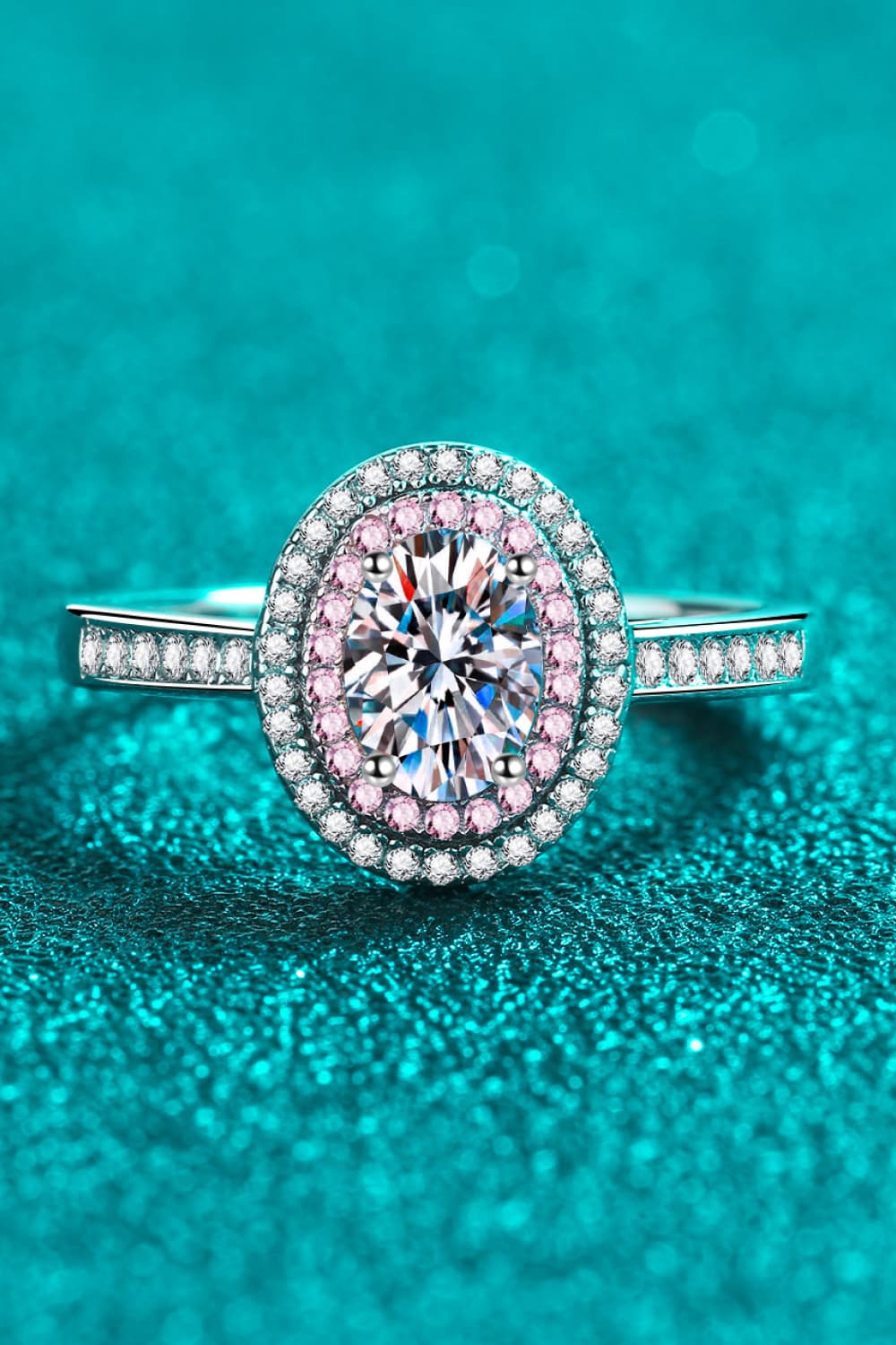 1 Carat Moissanite 925 Sterling Silver Halo Ring - Flyclothing LLC