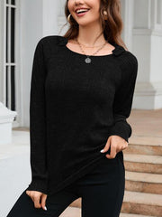 Texture Round Neck Long Sleeve Knit Top - Flyclothing LLC