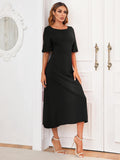 Round Neck Cutout Half Sleeve Dress - Trendsi