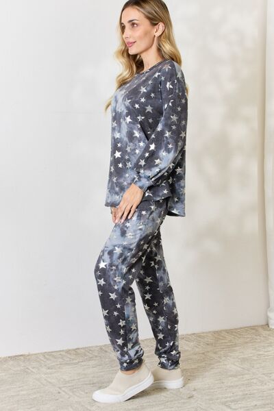 BiBi Star pattern Long Sleeve Top and Drawstring Pants Set