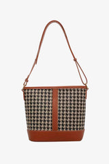 Houndstooth PU Leather Shoulder Bag - Trendsi