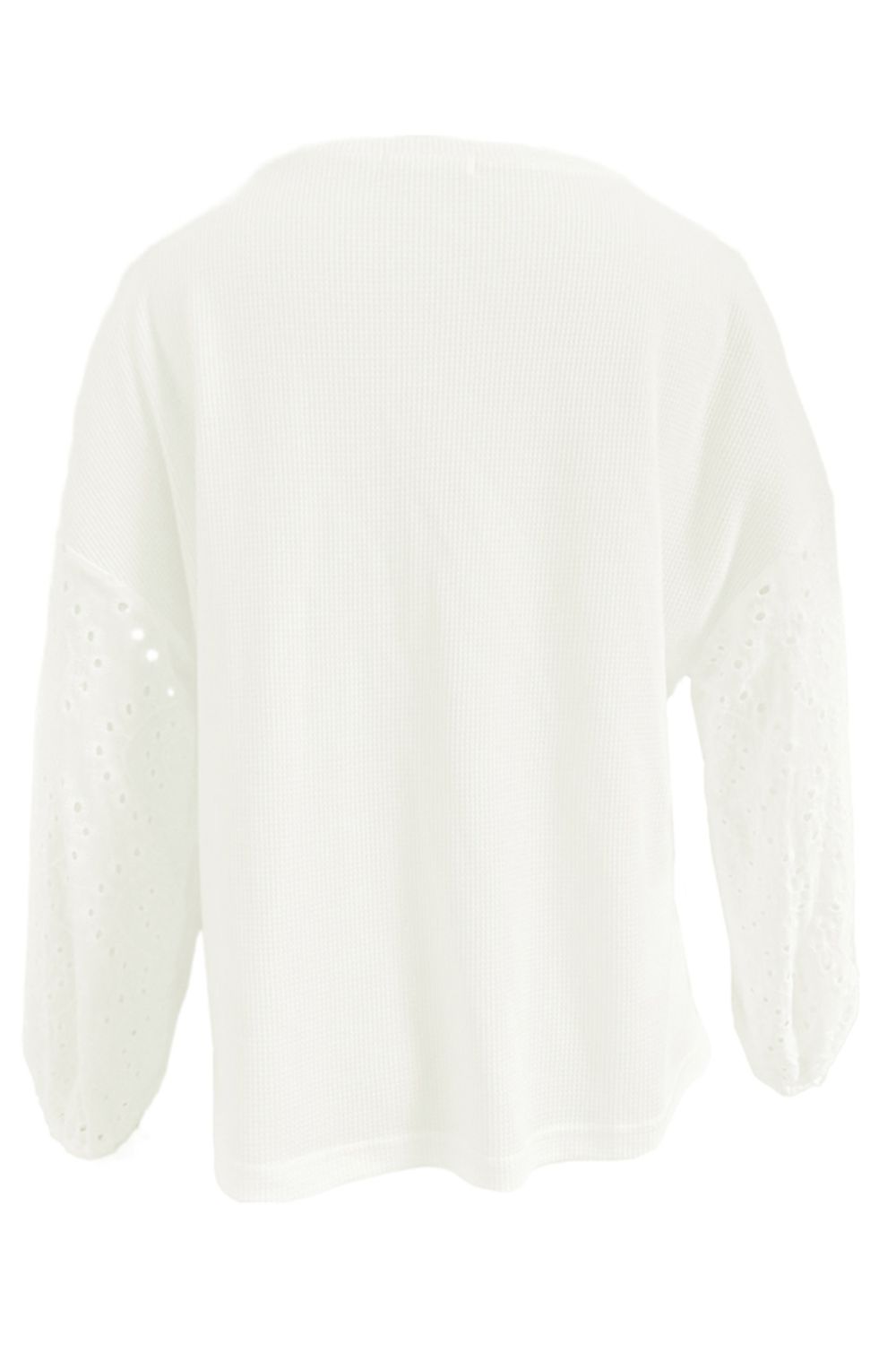 Openwork Dropped Shoulder Boat Neck Blouse - Flyclothing LLC