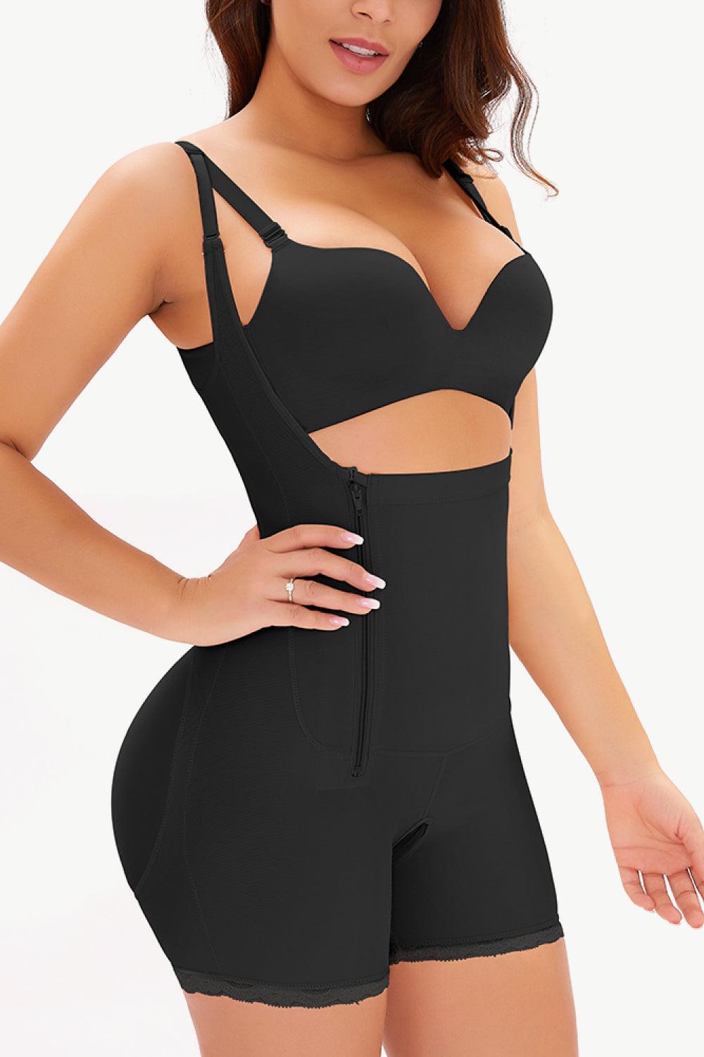 Full Size Side Zipper Under-Bust Shaping Bodysuit - Trendsi