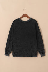 Leopard Round Neck Dropped Shoulder Sweatshirt - Flyclothing LLC