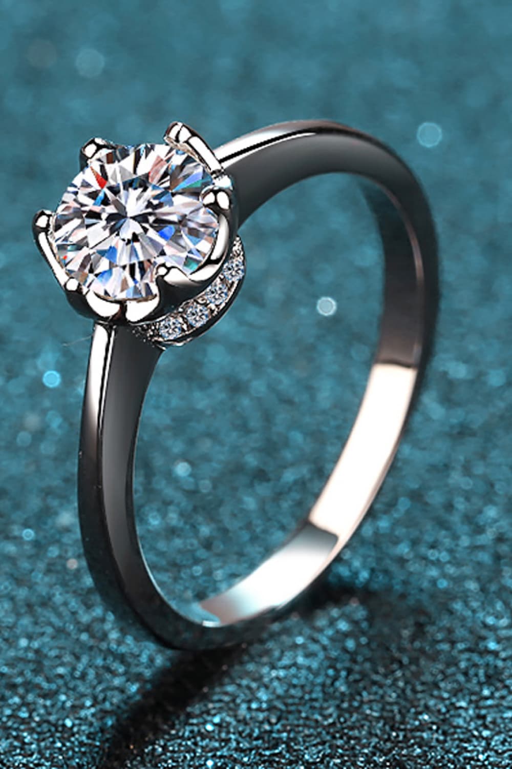 1 Carat Moissanite Rhodium-Plated Solitaire Ring - Flyclothing LLC